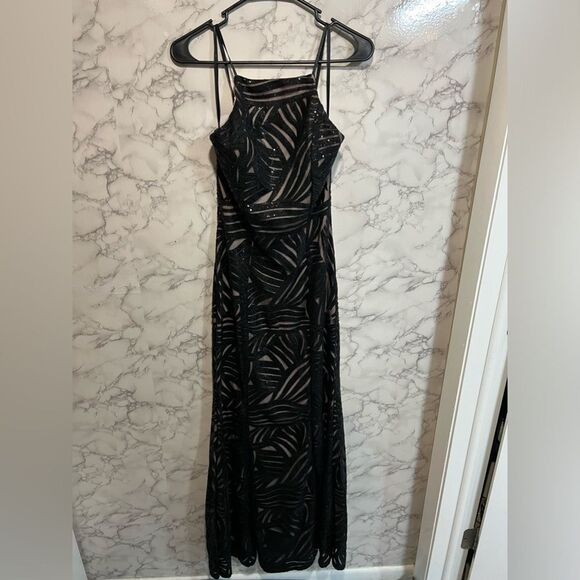 Trixxi Women's Dress Black Square Neck Sequin Formal Evening Size 9 - Picture 2 of 7